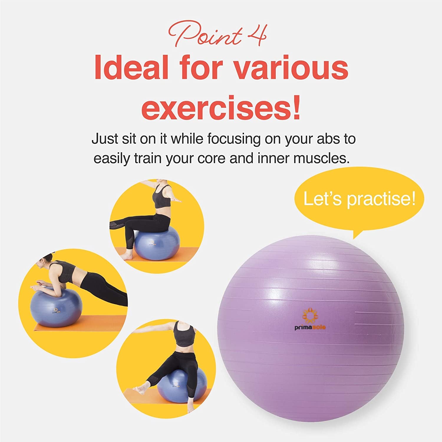 Exercise Ball Anti-Burst Pregnancy Yoga Ball for Balance Stability Fitness Workout Core Strength at Home & Office