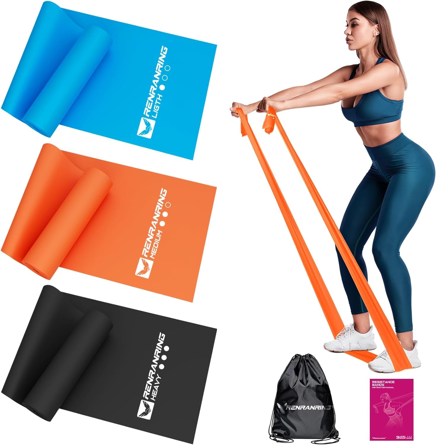 Resistance Bands for Working Out, Exercise Bands for Physical Therapy, Stretch, Recovery, Pilates, Rehab, Strength Training and Yoga Starter Set