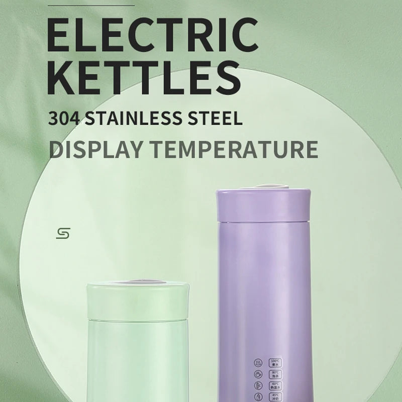 400Ml Portable Electric Kettles Thermo Bottle Stainless Steel Heated Water Bottle Cold and Hot Thermos Cup Vacuum Flask